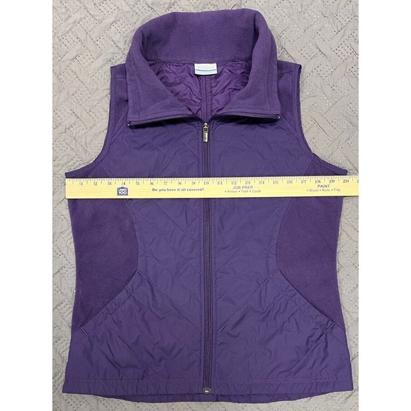 Columbia Vest Womens Medium Purple Fleece Quilted Full Zip Sleeveless Pockets - Picture 4 of 10